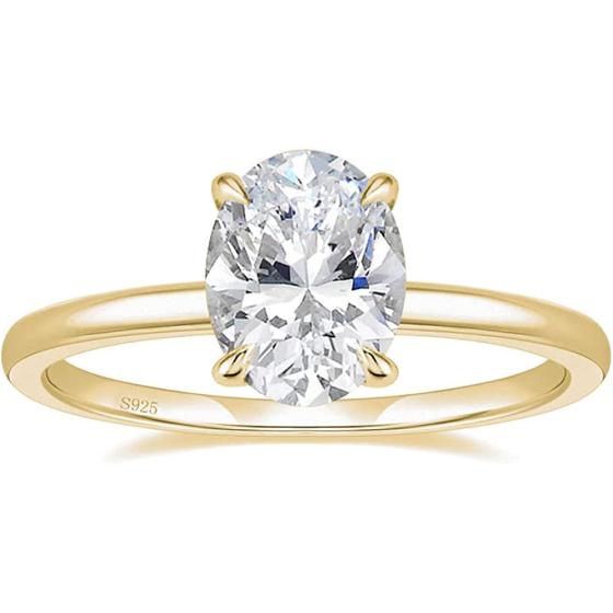 EAMTI 3CT 925 Sterling Silver Engagement Rings Oval Cut Solitaire Cubic Zirconia CZ Wedding Promise Rings for Her Wedding Bands for Women Size 3-11