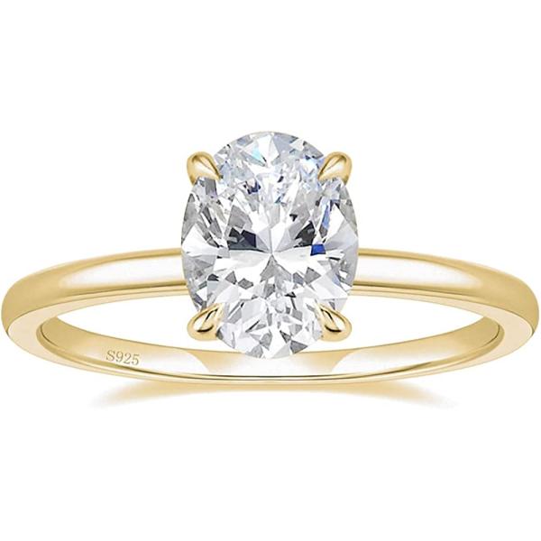 EAMTI 3CT 925 Sterling Silver Engagement Rings Oval Cut Solitaire Cubic Zirconia CZ Wedding Promise Rings for Her Wedding Bands for Women Size 3-11