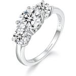 SILVERNANA Moissanite Engagement Ring Sterling Silver Rings with 18K White Gold Plated D Color VVS1 Lab Created Diamond Promise Ring Wedding Rings for Women