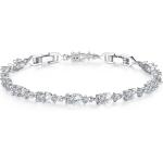 WOSTU White Gold Plated 3mm CZ Classic Tennis Wedding Bracelets for Brides Cubic Zirconia| White Gold Bracelets for Women | Size 6.5-8 Inch