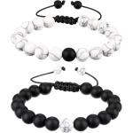 BBTO Howlite Bracelet Black Matte Agate Bracelet Couples Bracelet Distance Bracelet Energy Beads Bracelet for Valentine's Day Present