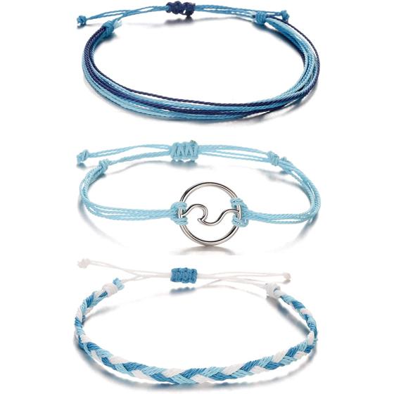 Softones VSCO String Wave Bracelets for Women Girls Handmade Colorful Waterproof Adjustable Braided Beach Bracelet Set for Women