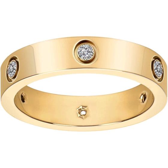 AoJun Fashion Classic 18K Gold Plated Titanium Steel Women Stacking Ring Best Gifts Couples Valentine's Day