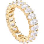 PAVOI 14K Gold Plated Rings Oval Cubic Zirconia Love Ring | Eternity Ring | 5mm Stackable Rings for Women | Gold Rings for Women