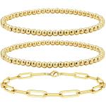 Reoxvo Gold Beaded Chain Bracelets Set for Women 14K Real Gold Plated Dainty Thin Gold Chain Link Bracelet Stack Adjustable Gold Bracelets Jewelry for Women Trendy