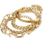 IFKM Gold Bracelets for Women, 14K Gold Plated Dainty Layered Chain Bracelets Adjustable Cute Bangle Link Bracelet Set
