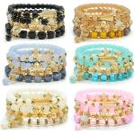 Bohemian Bracelet Sets for Women - 6 Sets Stackable Stretch Bracelets Multi-color Boho Jewelry for Women Hippie Bracelets Dainty Jewelry Best Friend Gift
