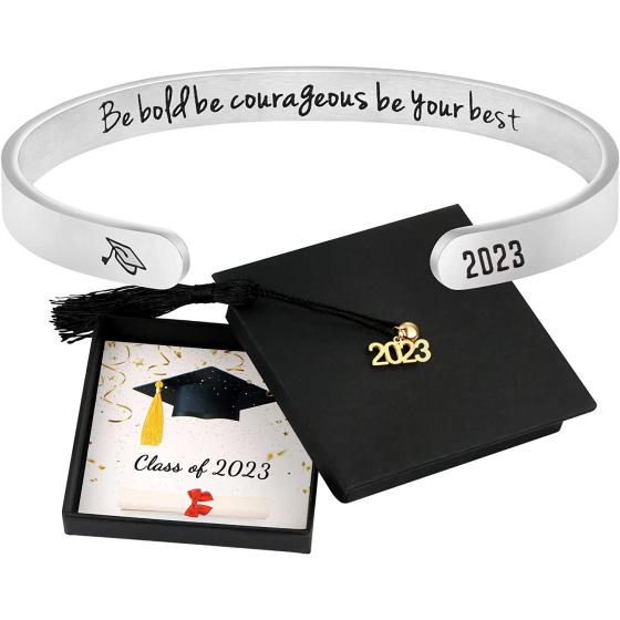 Inspirational Graduation Gifts Cuff Bracelets for Women Girls Class of 2023 College Senior Encouragement Thank You Gift Ideas for Teen BFF Bestie Sister Classmate Roommate College Student Girlfriend Daughter Niece Jewelry
