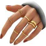 FAXHION Gold Knuckle Rings Set for Women Girls Snake Chain Stacking Ring Vintage BOHO Midi Rings SIze Mixed