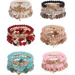 Solosoya Bohemian Boho Stackable Bracelets for Women Set, Girls Stretch Multilayer Stack Beads Colorful Beaded Charm Bracelets Girl Handmade Jewelry