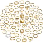 68 Pcs Gold Knuckle Rings Set for Women Girls, Stackable Rings Boho Joint Finger Midi Rings Silver Hollow Carved Crystal Stacking Rings Pack for Gift