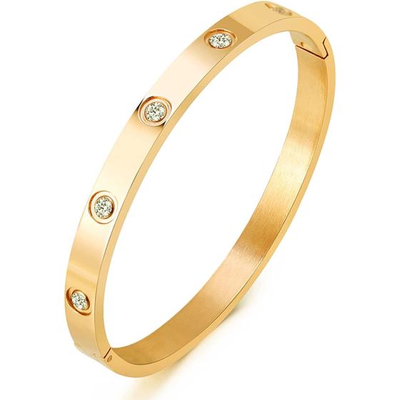 A D. ALLEN & DANMI. AD Jewelry 18 K Gold Plated Love Bangle Bracelet Stone Stainless Steel Bangle for Love …