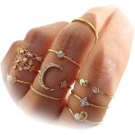 HUASAI Gold Stacking Rings for Women Butterfly Knuckle Rings Snake Rings Moon Star Rings Heart Stacking Rings for Girls