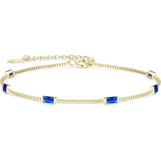 LOUISA SECRET Birthstone Bracelets for Women, 925 Sterling Silver Dainty Simple Link Bracelet, Birthday Anniversary Jewelry Gift for Girls Women