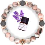 [Healing Trust] Lava Rock Bracelet with Lavender Essential Oil, Pink Zebra Jasper Essential Oil Diffuser Bracelet, Yoga Mediation Bracelet Stone Diffuser, Relaxing Aromatherapy Diffuser Bracelet, Pink Bracelet for Women and Men
