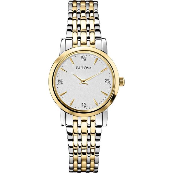 Bulova Classic Quartz Ladies Watch, Stainless Steel Diamond