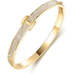 Bazel 18K Gold Plated Crystal Belt Bangle for Women (Gold)