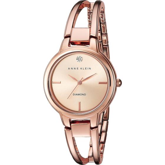Anne Klein Women's Genuine Diamond Dial Open Bangle Watch