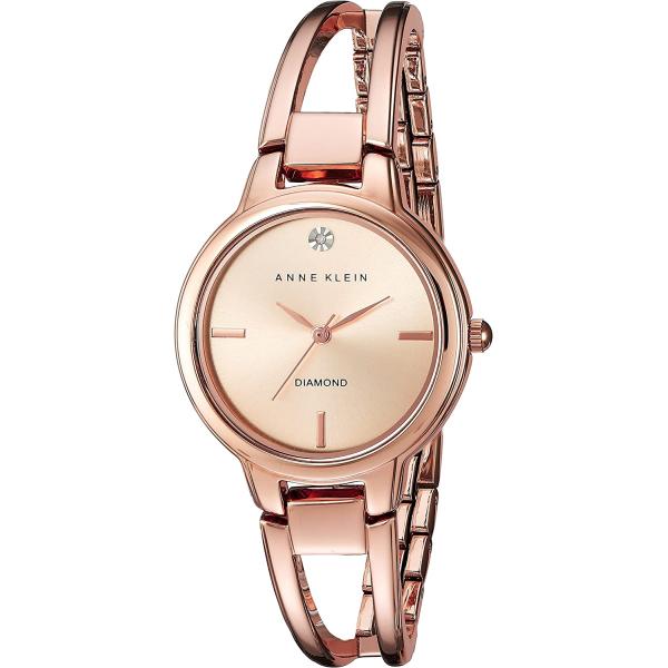 Anne Klein Women's Genuine Diamond Dial Open Bangle Watch