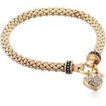 NINE WEST Women's Boxed Bracelet Pave Heart Stretch, Gold/Crystal