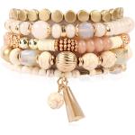 RIAH FASHION Bohemian Mix Bead Multi Layer Versatile Statement Bracelets - Stackable Beaded Strand Stretch Bangles Sparkly Crystal, Tassel Charm