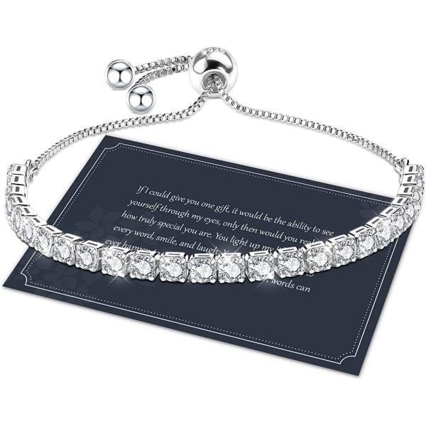 J.Fée Silver Bracelet,S925 Tennis Bracelet with Sparkling 5A Cubic Zirconia Adjustable Bracelet for Women Silver Bracelets for Women Gifts for Women Girls,Gifts for Her