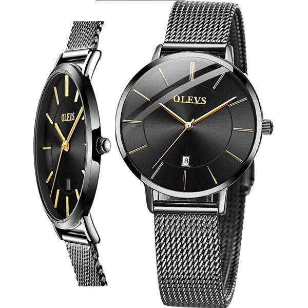OLEVS Women's Watch Luxury Dress Rose Gold Women Slim Thin Lightweight Watch Stainless Steel Mesh Watches Fashion Waterproof Ladies Wrist Watch Black White Blue Face,Adjustable Bracelet