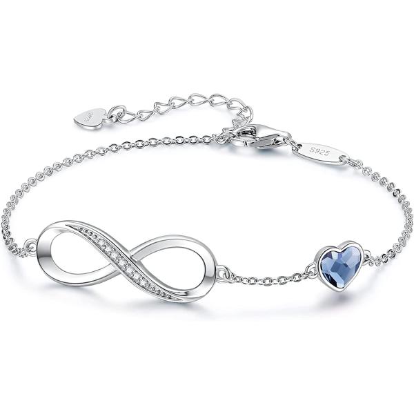 CDE Infinity Heart Symbol Charm Bracelet for Women 925 Sterling Silver Stainless Steel Adjustable Anniversary Mother's Day Jewelry Gift Birthday Gifts for Women Mom Wife Girls Her