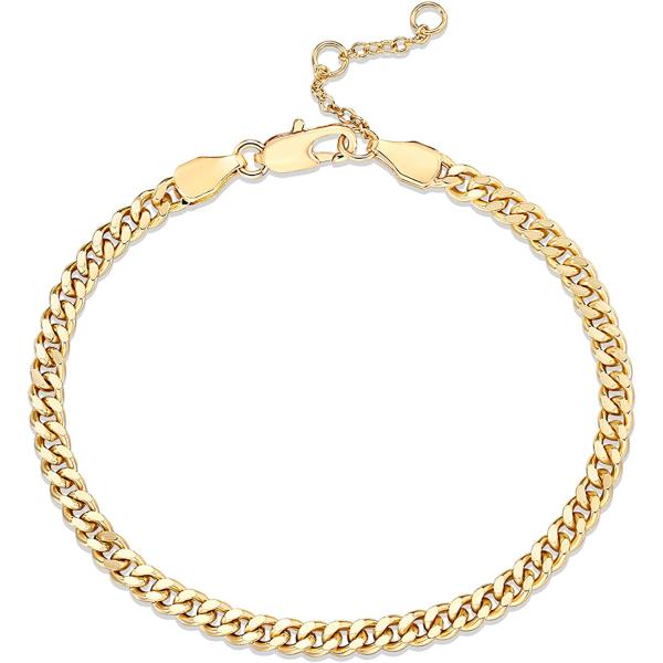 PAVOI 14K Gold Plated Paperclip/Curb/Figaro Chain Adjustable Bracelet for Women