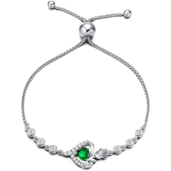 AGVANA Mothers Day Gifts Birthstone Bracelets for Women Sterling Silver Genuine or Created Gemstone Tennis Bracelet Rose Flower Heart Jewelry Anniversary Birthday Gifts for Women Girls Mom Wife Her