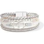 FANCY SHINY Boho Wrap Bracelets Leather Cuff Bangle Gold Beaded Bracelets for Women Stackable Infinity Bracelets Jewelry with Clasp