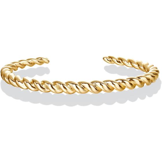 PAVOI Gold Plated Twisted Chunky Bangle Bracelet | 14K Gold Plated | Lightweight Everyday Jewelry