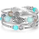 FULU AUTUMN Stackable Beaded Bracelets for Women Boho Wrap Silver Bracelet Layered Fashion Jewelry Gifts for Her
