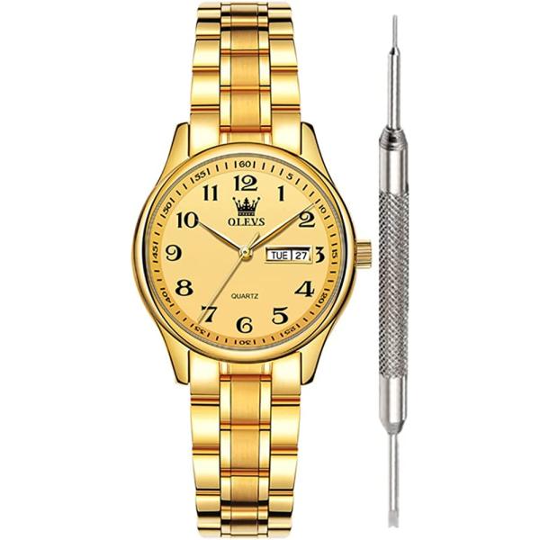 OLEVS Classic Watches for Women Analog Quartz Watch Stainless Steel Rugged Waterproof Watches Roman Numeral Unique Calendar Date Business Wrist Watch