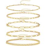 Reoxvo Dainty Gold Chain Bracelets Set for Women 14K Real Gold Plated Link Chain Bracelets for Women Trendy Gold Stackable Bracelets for Women Adjustable 7"+2"