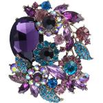 EVER FAITH Rhinestone Crystal Party Flower Leaf Vine Brooch
