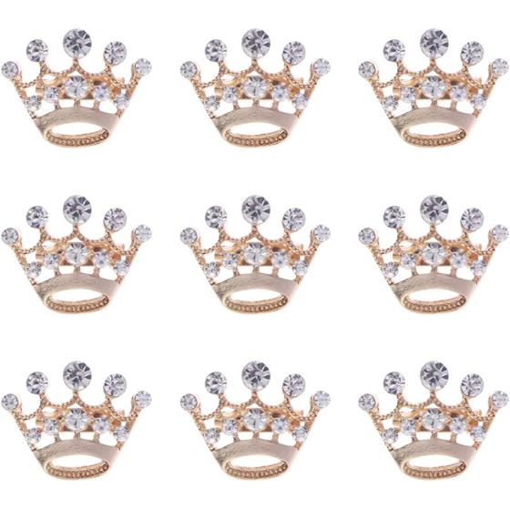 ULTNICE 12pcs Tiara Crown Brooch Pin Wedding Party Pageant Brooch (Gold)