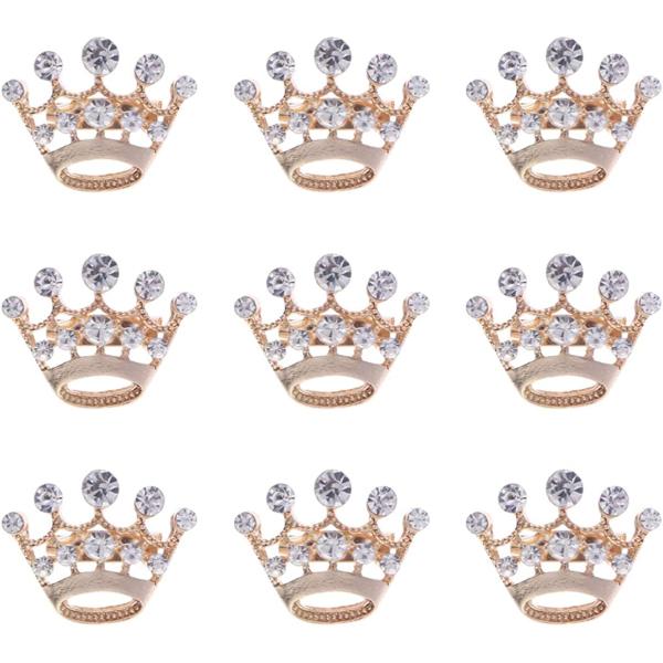 ULTNICE 12pcs Tiara Crown Brooch Pin Wedding Party Pageant Brooch (Gold)