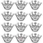 ULTNICE 12pcs Tiara Crown Brooch Pin Wedding Party Pageant Brooch (Silver)