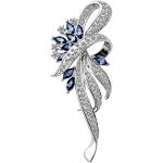 Merdia Created Crystal Brooch Fancy Vintage Style Flower Brooch Pin for Women, girls, ladies Blue color