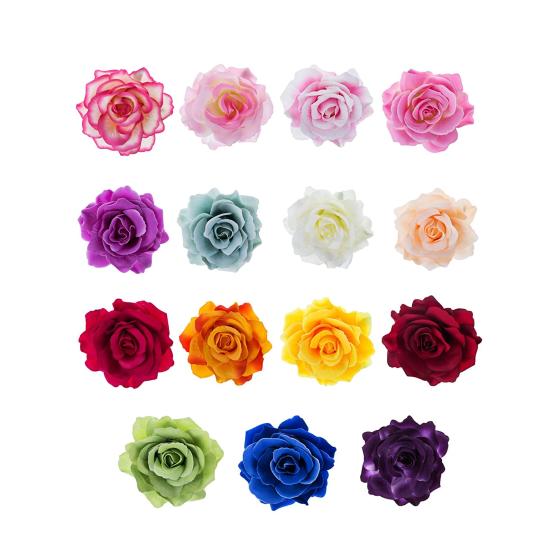 15 Pieces Mexican Flower Hair Clips Rose Flower Hairpin Clip Flower Pin Flower Brooch, Medium(Fresh Colors)