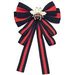 Fashion Red Ribbon Big Bowknot Brooch Pins 2018 For Woman Rhinestones Crystal Tie Collar Jewelry Accessories (Black)