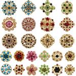 Lot 24pc Mixed Color Rhinestone Crystal Flower Brooches Pins
