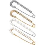 Boao Women Brooch Pins Sweater Shawl Clips Faux Crystal and Pearl Brooches, Safety Pins Dress Shirt Clips for Women, 2 Styles, Gold, Silver