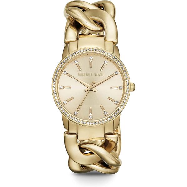 Michael Kors Women's Lady Nini Chain Watch, 3 Hand Quartz Movement with Crystal Bezel