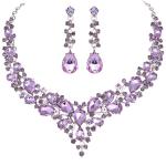 Molie Bridal Austrian Crystal Necklace and Earrings Jewelry Set Gifts fit with Wedding Dress