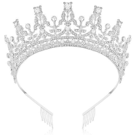 Makone Crystal Tiaras and Crowns with Comb for Women Girls Princess Tiara Queen Crown for Bridal Wedding Birthday Prom Christmas Halloween Party Mother's Day Gift