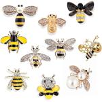 Set of 10 Fashion Enamel Crystal Rhinestones Bee Themed Brooch Pin Jewelry Lapel Pins for Clothes Collar Dress Scarf Bag Decoration