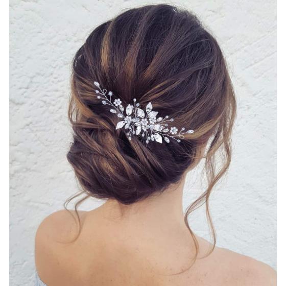 Jeairts Leaf Bride Wedding Hair Comb Rhinestone Pearl Bridal Hair Pieces Flower Wedding Headpiece for Brides Crystal Hair Accessories for Women and Girls (1-Silver)