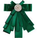 Allegra K Women's Pre-tied Bowknot Beads Bow Tie Elegant Ribbon Brooch